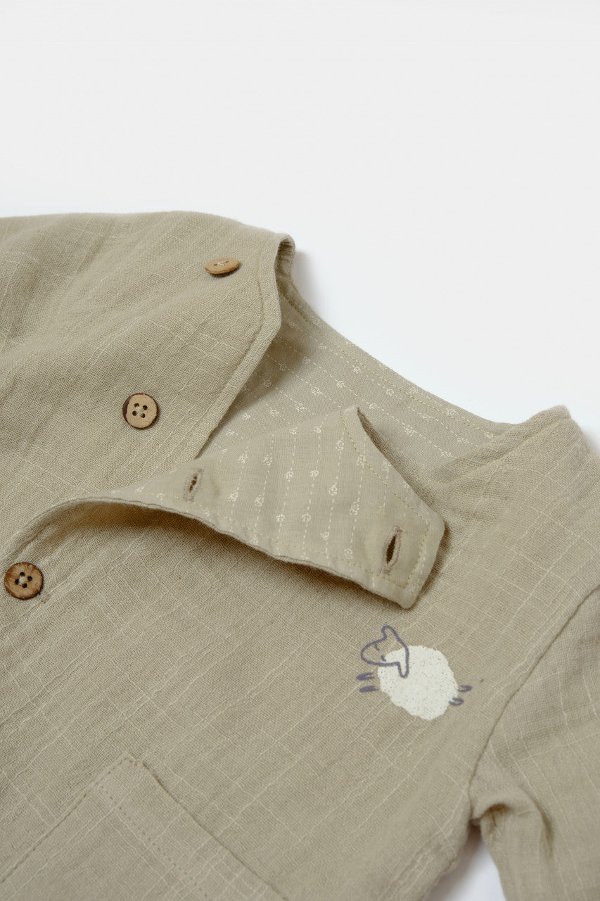 Set bluza cu nasturi si pantaloni , Winter muselin- , BabyCosy